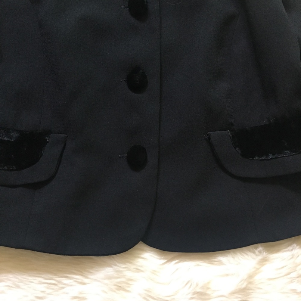 80s Crushed Velvet Round Collar Crop Blazer - Picture 3 of 6